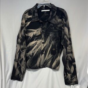 Golden trucker Denim Jacket Black Tan Smoke Wash gold bullet coat S